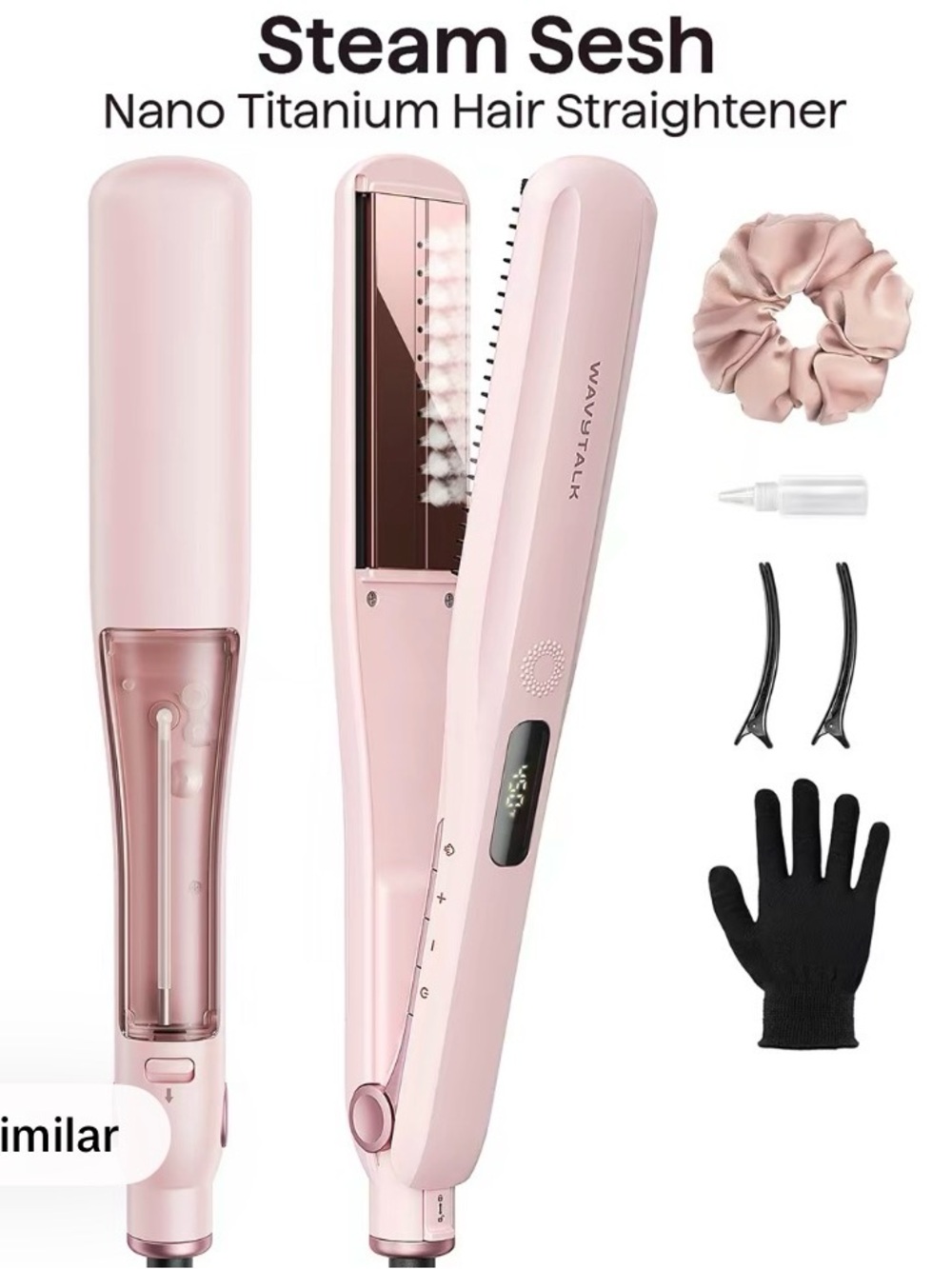 WAVYSTALK Pink Nano Titanium Steam Hair Straightener